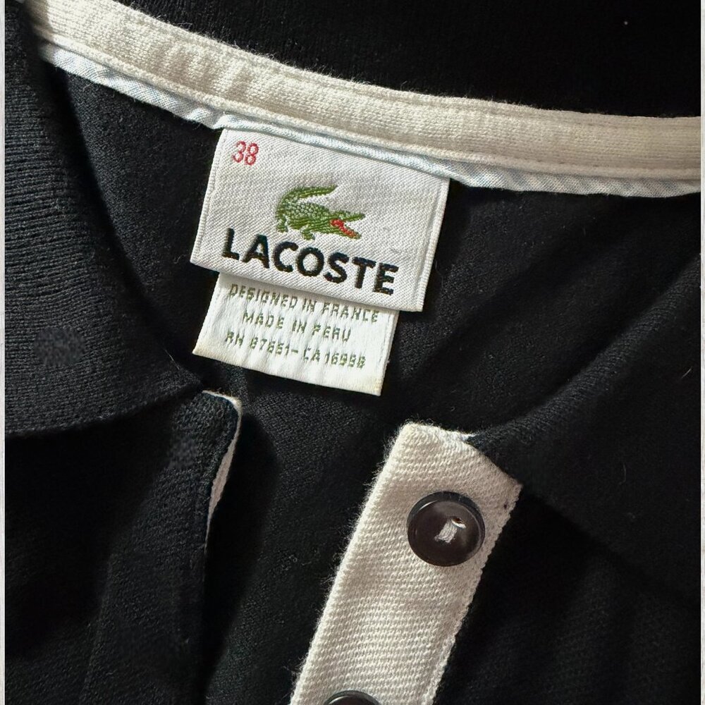 Lacoste Black Polo Dress Small 38 Preppy Tennis Quiet Luxury Chic Classic Sporty - Picture 4 of 7